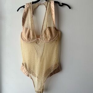 Fashion Nova Gold Lace Bodysuit